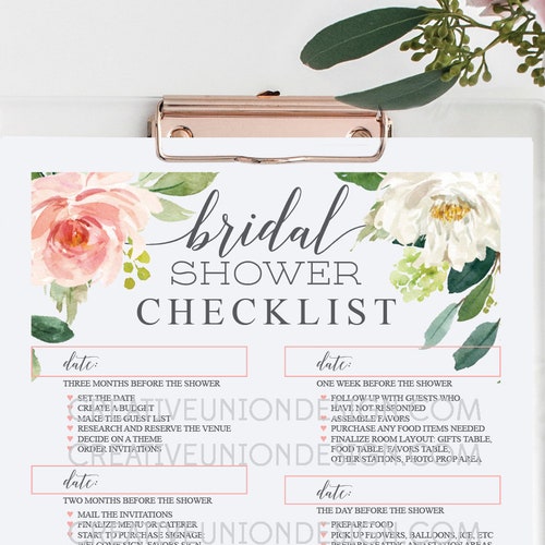 Bridal Shower Checklist How to Plan A Bridal Shower Etsy