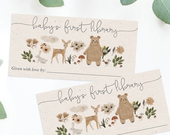 Ex libris per baby shower in stile bohémien, ex libris, etichette stampabili per libri, libri per neonati, baby shower, si prega di portare un libro, PDF, fai da te