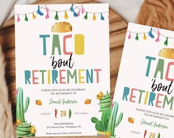 Taco Bout Retirement Party Invitation Template, Retirement Fiesta Invitation Download, Retirement Invite, Retirement Taco Party Invite