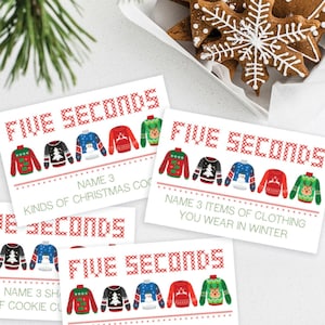 5 Seconds Christmas Party Game, Family Christmas Game, Printable Game, Ugly Sweater Party Ideas, Christmas Sweater Party, 5 Seconds Game