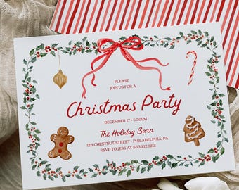 Cottagecore Christmas Party Invite Template Holiday Party Invitation Christmas Party Invites Instant Download Rustic Christmas Office Party