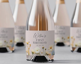 Baby Shower Champagne Label, Printable Champagne Labels, Baby Shower Favors, Champagne Shower, Girl Baby Shower, Pop and Cheer, Wildflowers