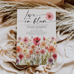 bohemian invitation,bohemian shower, boho bridal shower, boho shower invite, bridal invitation, bridal shower, bridal shower invite, diy invitation, floral bridal shower, shower invitation, wildflower, wildflower invite, Flowers, Colorful,