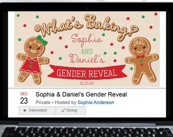 What's Baking Facebook Event Header Template, Evite, Facebook Header, Gender Reveal, Facebook Event Photo, Facebook Event Cover, Digital