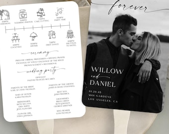 Modern Wedding Program Fan Custom Program Template Personalized Minimalist Wedding Program Ceremony Printable Wedding Timeline Modern Whimsy