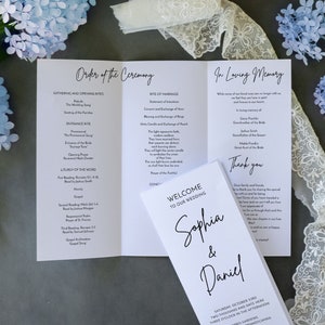 Trifold Wedding Program Template, Wedding Ceremony Program, Easy Wedding Ideas, Folded Programs, Printable, Modern Minimalist, Simple, DIY