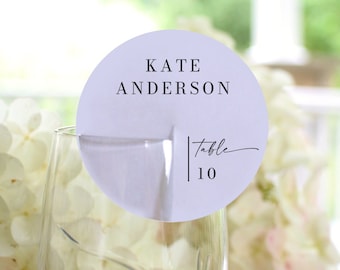 Champagne Glass Place Card Template, Place Cards on Champagne, Wedding Seating Chart Tags, Escort Cards, Wine Glass, Circle Name Cards