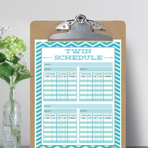 Twin Schedule - Twin Feeding Schedule - Breast Feeding Schedule - Baby Schedule - Baby Sleep Schedule - print at home - Instant Download