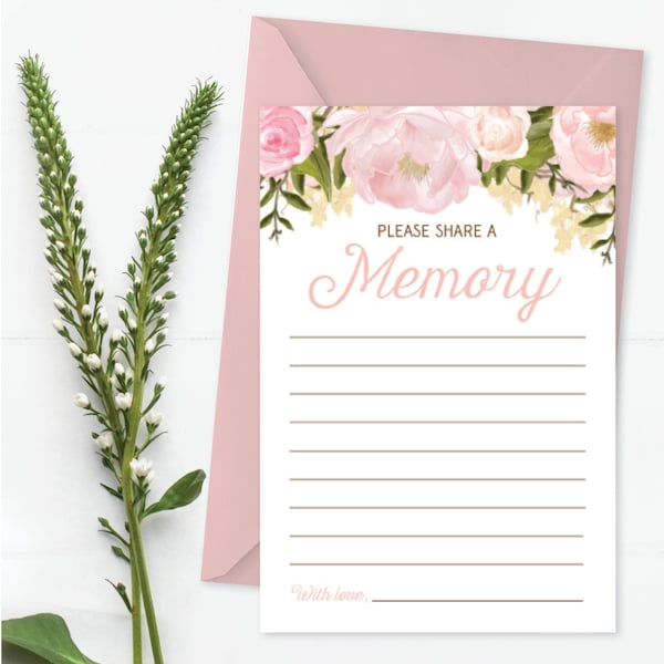 Share a Memory Card - Favorite Memory - Memorial Card - Keepsake Funeral Card - Guest Book Alternative - Bridal Shower Printable 4x6 Card