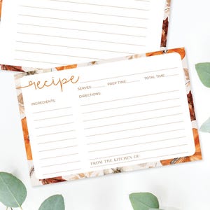 Fall Bridal Shower Recipe Card Printable Template Boho Bridal Shower Printable Recipe Card 4x6 Recipe Card Minimal Pumpkin Rustic Bridal