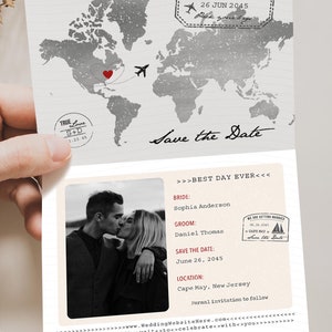 Passport Save The Date, Unique Save The Date, Destination Wedding, Wedding Invitation, Travel, Fun Save The Date, Printable Save The Date
