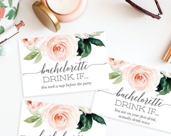 Bachelorette Party Game - Drink If Game - Printable Bachelorette Game - Drinking Games - Bachelorette Party Ideas - Blushing Blooms