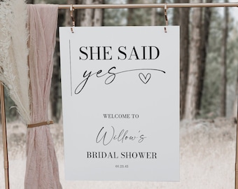 Minimal Aesthetic Bridal Shower Welcome Sign Template, Welcome Sign, She Said Yes Welcome, Modern Welcome Sign, Large Sign, Instant Download