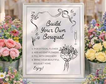 PRINTED & SHIPPED Bouquet Bar Sign | 8x10 | Flower Bar Sign | Build Your Own Bouquet | Fresh Off The Market | Bridal Shower | Favors