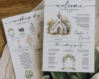 Modelo de programa de casamento em formato de infográfico, programa imprimível, programas de casamento personalizados, programa de casamento minimalista editável.