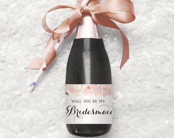 Will You Be My Bridesmaid Mini-Champagne Bottle Labels, Printable Champagne Labels, Bridesmaid Proposal, Gift for Bridesmaid, Maid of Honor