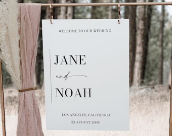 Minimal Aesthetic Wedding Welcome Sign Template, Welcome Wedding Sign, Modern Wedding Signs, Large Wedding Sign, Instant Download, Simple