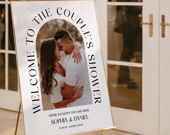 PRINTED & SHIPPED Couple's Shower Welcome Sign Arch with Photo | Modern Welcome Sign | Minimal Arch | Personalized Wedding Decor | Welcome