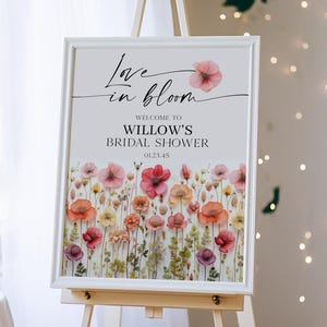Wildflower Welcome Sign Template Printable Bridal Shower Welcome Sign Shower Decor Love In Bloom Flower Stems Colorful Flowers Bridal Brunch