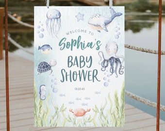 Editable Beach Baby Shower Welcome Sign – Ocean Sea – Printables Depot