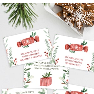 Christmas Gift Exchange Game Cards, Printable Christmas Game, White Elephant Gift Exchange Cards, Christmas Family Game, Secret Santa Cards
