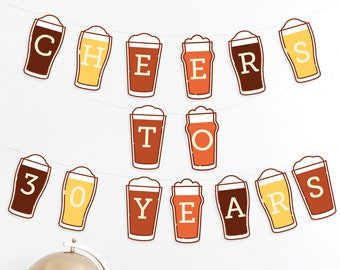 Bewerkbare Proost op bieren (elke leeftijd) Bierbanner, verjaardagsbanner bier, afdrukbare banner, 21e, 30e, 40e, 50e, 60e, 70e, direct downloaden
