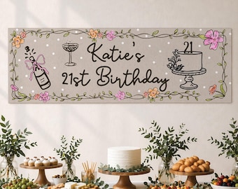 Custom Birthday Banner Template | Kraft Paper Party Decor | Birthday Signs | Customized Banner | Birthday Party | Bloomin Birthday | Canva