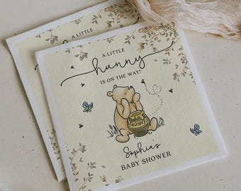 PRINTED & FREE SHIPPING Custom Cocktail Napkins |  Winnie The Pooh Baby Shower | Personalized Baby Shower Napkins | A Little Hunny | Bear