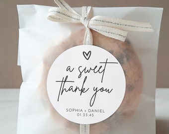 A Sweet Thank You Stickers Template, Favor Tags, Wedding Printable, Wedding Favor Ideas, Bridal Shower Favors, Modern Minimalist