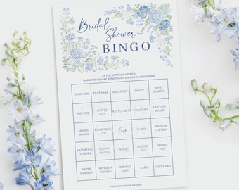 Blaue Blumen Brautdusche Bingo Spiel Erbstück Hortensien Brautdusche Spiele Boho Brautdusche Dekor Download Hochzeitsdusche Gartentee