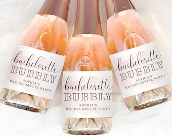 Bachelorette Party Mini Champagne Labels, Printable Editable Champagne Labels, Party Decorations, Bachelorette Bubbly, Blush