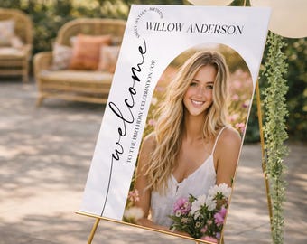 PRINTED & FREE SHIPPED Sweet Sixteen Party Welcome Sign | Welcome Sign Template | 16th Birthday Decorations | Sweet 16 | Simply Minimal