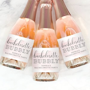 Bachelorette Party Mini Champagne Labels, Printable Editable Champagne Labels, Party Decorations, Bachelorette Bubbly, Blush image 1