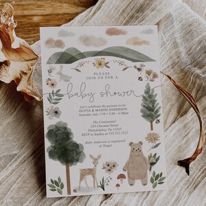 Bear baby shower, bear, boy baby shower, baby shower, boho, boho baby shower, woodland, boho woodland, baby shower bear, bear in the woods, deer, deer baby shower, best baby shower, cute, painted, watercolor