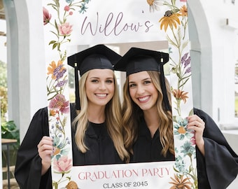 PRINTED & FREE SHIPPING Graduation Party Photo Prop | Custom Sign | Photo Booth | Wildflowers | Personalized Graduation Decor Class of 2026