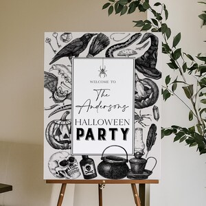 Plantilla de cartel de bienvenida para fiesta de Halloween vintage (descarga instantánea)