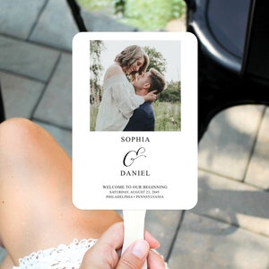 Wedding Program Fan with Photo, Printable Program Fan Template, Printable Wedding Fan, Ceremony Programs, Minimal Elegance, DIY, Fan