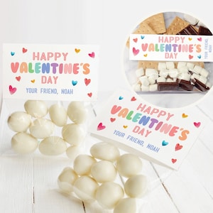 Editable Valentine&#39;s Day Treat Bag Topper, Valentine Cards For Kids, Valentine&#39;s Day Card, DIY Valentine, Hearts, Bag Top School Valentine