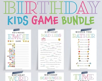 Bundel met afdrukbare spelletjes voor kinderen, Verjaardagsfeestje Spelletjes, Verjaardagsversieringen, Spelletjes, Verjaardagsfeestje kinderen, Emoji, Gekke libs, Gezelschapsspellen