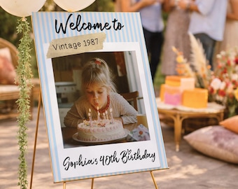 PRINTED & FREE SHIPPED Birthday Party Welcome Sign | Welcome Sign | Birthday Decorations | Sweet 16 | Custom Photo | Birthday Party Decor