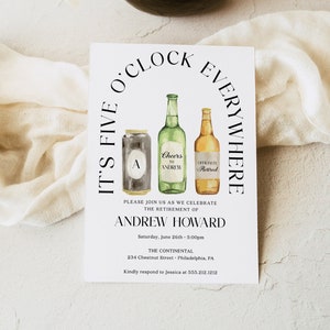 Retirement Party Invitation Template, It&#39;s 5 O&#39;clock Everywhere Retirement Invitation Download, Retirement Invite, Men Retirement Invite