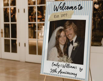 PRINTED & FREE SHIPPED Anniversary Party Welcome Sign | Welcome Sign | Anniversary Decorations | 50th Anniversary | Custom Photo