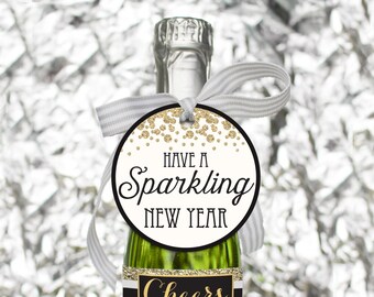 New Years Eve Champagne Tags - Printable New Years Eve Tags - New Years Eve Decorations - New Years Eve Ideas - Sparkling New Year - Favors