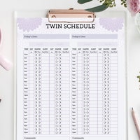 Twin Baby Daily Log Printable, Twin Schedule Tracker for Feeding ...