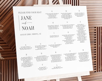 Minimal Aesthetic Wedding Seating Chart, Editable Template, Wedding Table Sign, DIY Wedding Seating Sign, Wedding Sign, Alphabetical