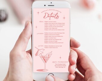 Retro Bachelorette Party Itinerary Template, Bachelorette Schedule, Bachelorette Weekend, Digital Download, Retro Cocktail Legs, Agenda