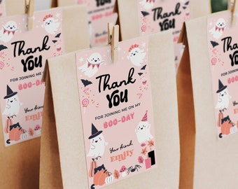 Spooky Ghost Halloween Birthday Party Tags, Printable Tags, Spooky One, 1st Birthday Party, Birthday Party Favors, Favor Stickers, Favor Tag