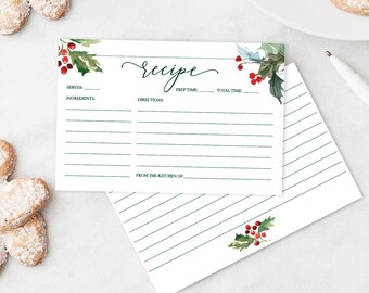 Christmas Cookie Recipe Card Printable Christmas Recipe - Etsy
