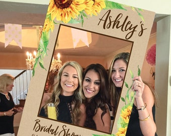 Sunflower Bridal Shower Photo Prop Frame Template, Editable Printable Photo Booth Prop, Bridal Shower Decor, Sunflowers, Country, Rustic