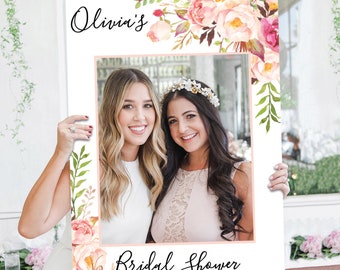 Bridal Shower Photo Prop Frame Template, Baby Shower Photo Props, Bridal Shower Sign, Selfie Station, Decorations, Antique Rose, Floral